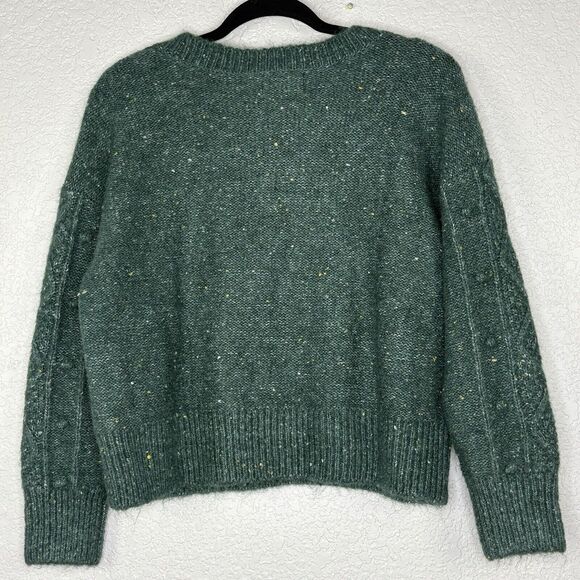 NWT Old Navy MP Petite Green Speckled Cable-Knit Popcorn Sweater Pullover - Picture 2 of 5
